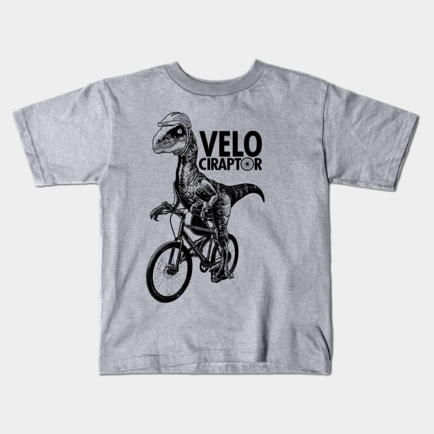 Cyclist Velociraptor Cycling Funny Dinosaur Riding Bicycle Velo Gift For Cyclist Kids T-Shirt by IloveCycling